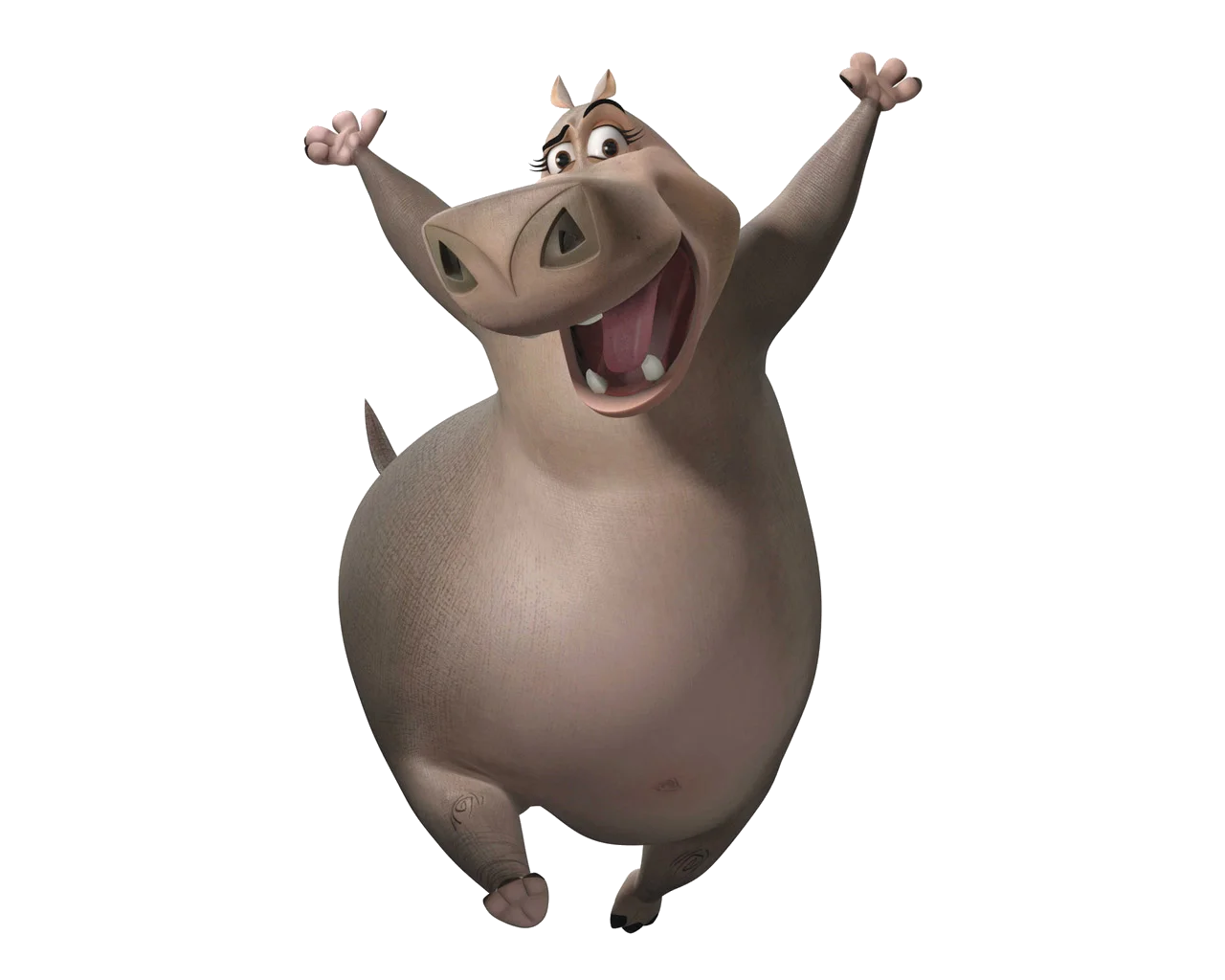 Cheerful and Playful Hippo Clipart Character with Exuberant Pose