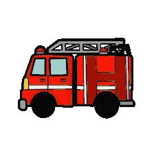 Cheerful Red Fire Truck Clipart: A Cartoon Emergency Vehicle Illustration