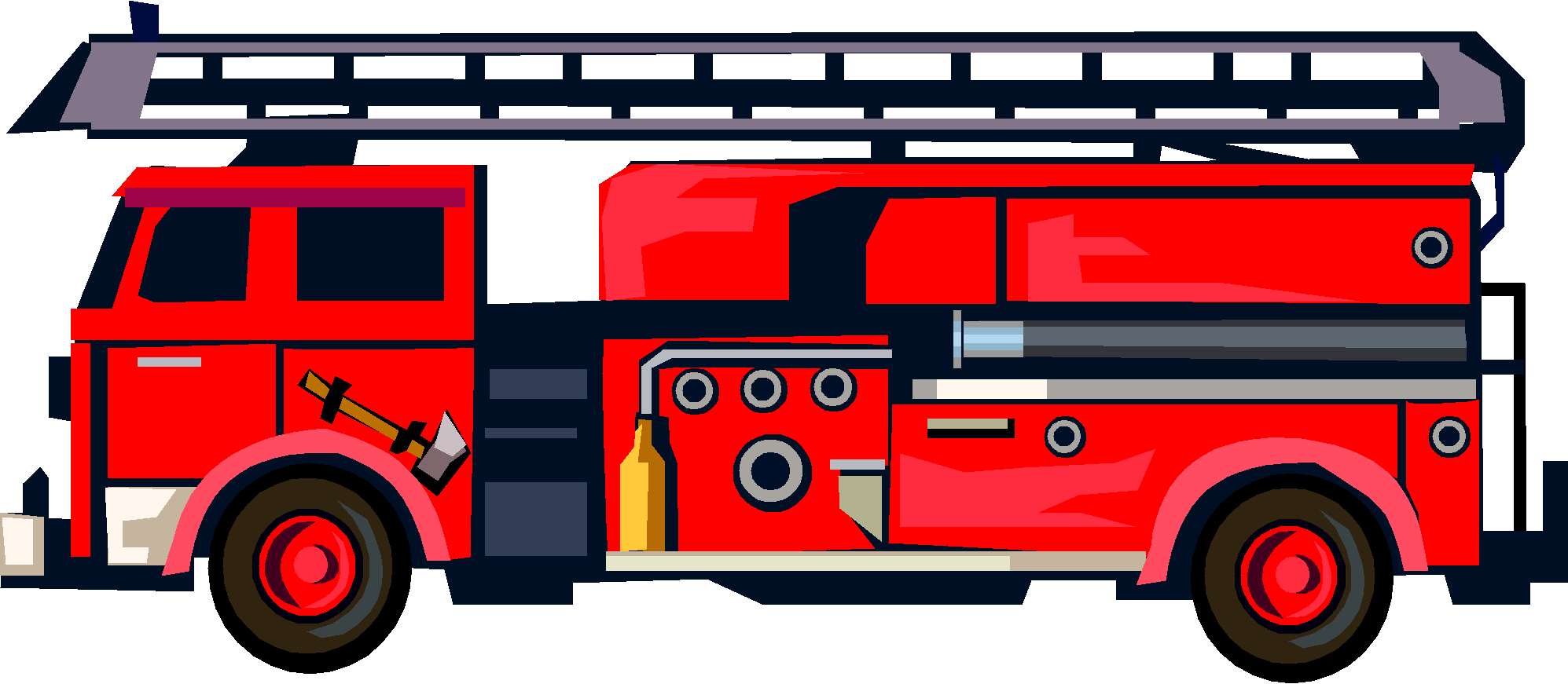 Classic Bright Red Emergency Firefighting Vehicle Clipart Illustration Design