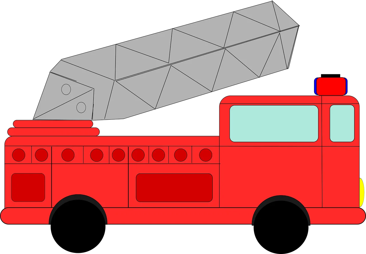 Classic Fire Engine Rescue Vehicle Clipart with Extendable Ladder Design