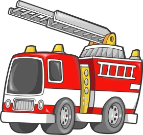Classic Red and White Fire Truck Emergency Vehicle Rescue Clipart Design