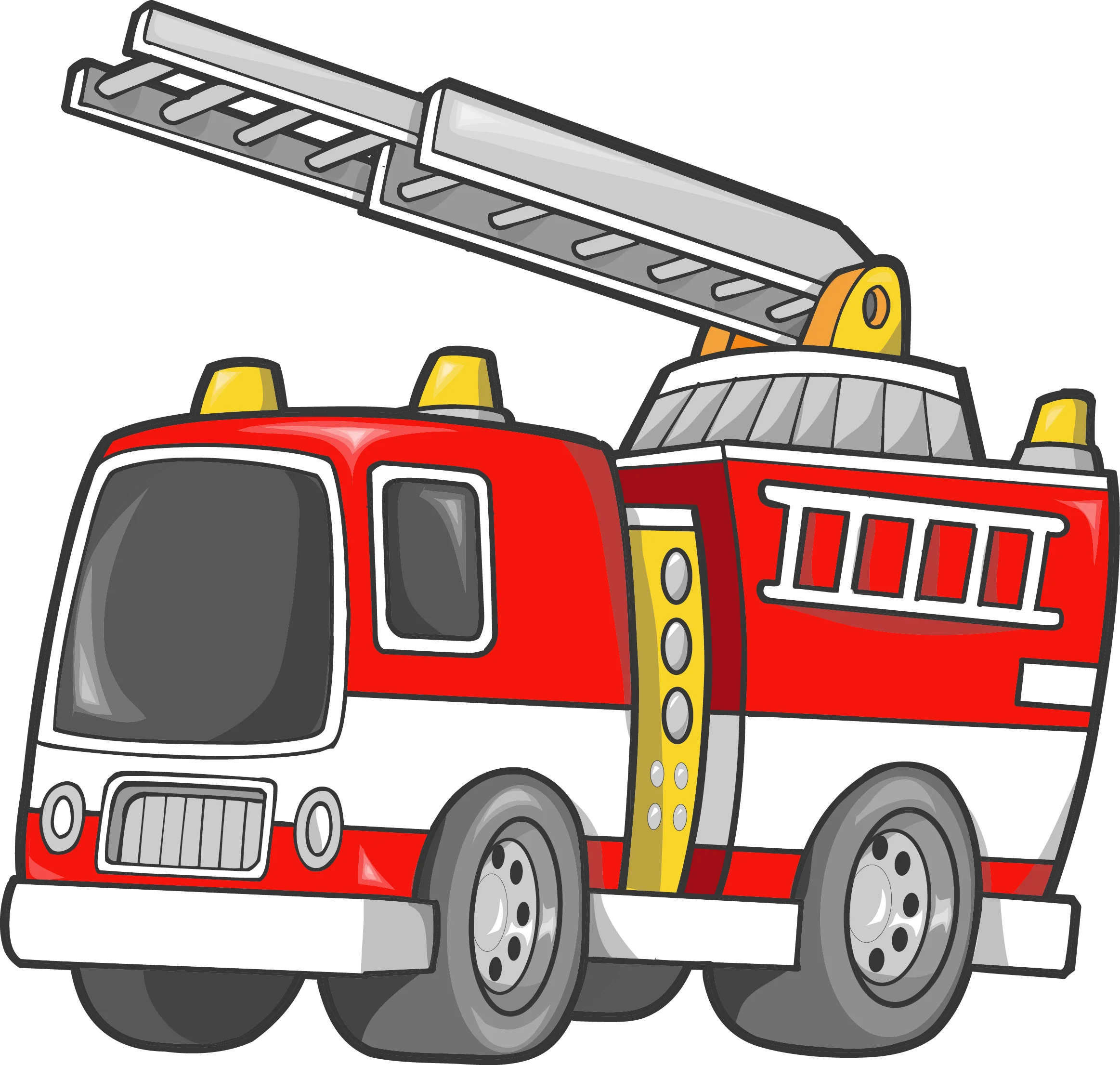 Classic Red and White Fire Truck Emergency Vehicle Rescue Clipart Design