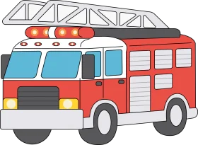 Classic Red Emergency Rescue Fire Truck Cartoon Clipart Illustration