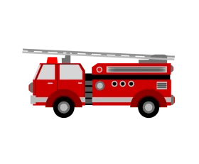 Classic Red Emergency Rescue Fire Truck Clipart with Extending Ladder