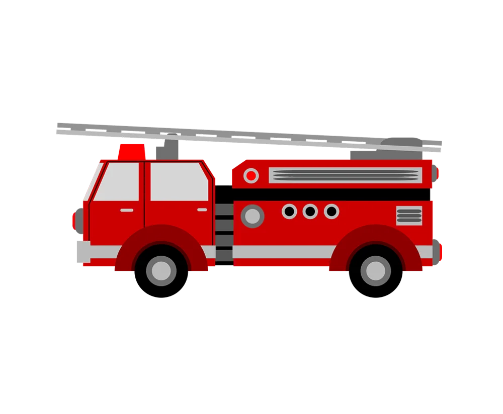 Classic Red Emergency Rescue Fire Truck Clipart with Extending Ladder