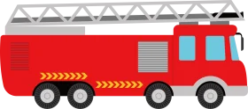 Classic Red Emergency Rescue Vehicle Clipart with Extendable Ladder Design