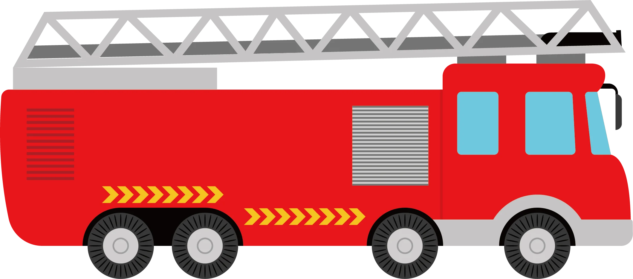 Classic Red Emergency Rescue Vehicle Clipart with Extendable Ladder Design