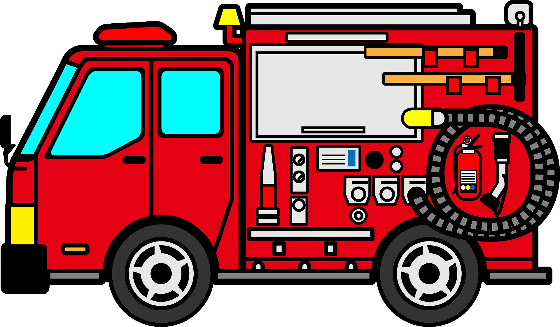 Classic Red Emergency Rescue Vehicle Fire Truck Cartoon Clipart Design