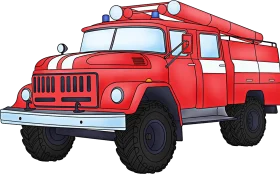 Classic Red Emergency Response Fire Truck Rescue Vehicle Clipart Illustration