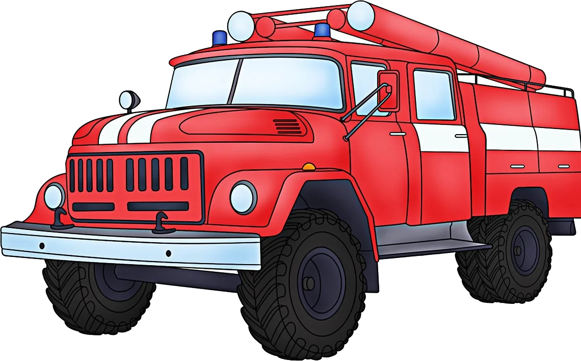 Classic Red Emergency Response Fire Truck Rescue Vehicle Clipart Illustration