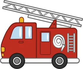 Classic Red Emergency Response Vehicle Fire Truck Clipart Illustration