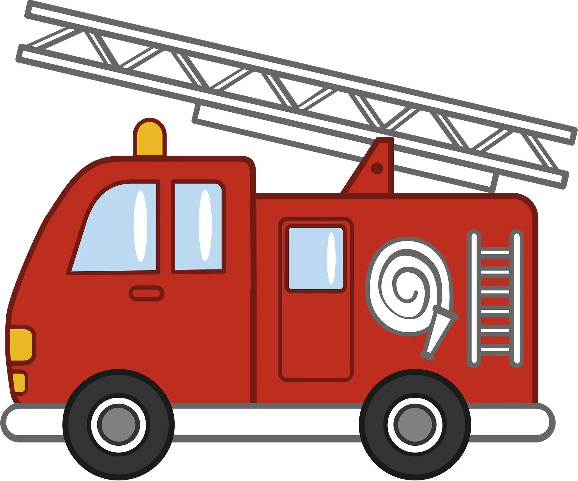Classic Red Emergency Response Vehicle Fire Truck Clipart Illustration
