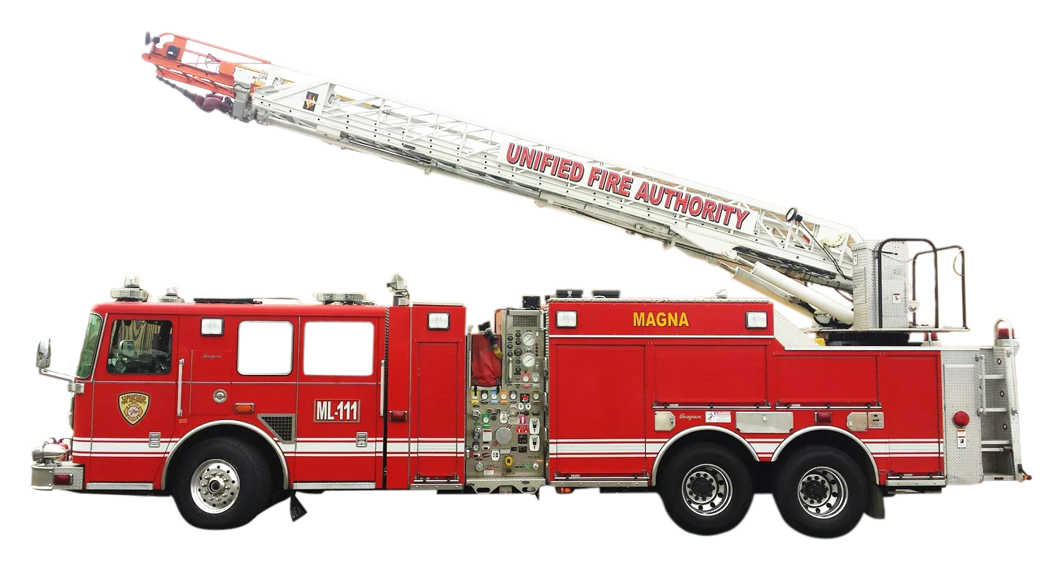 Classic Red Fire Department Aerial Ladder Truck Emergency Vehicle Clipart