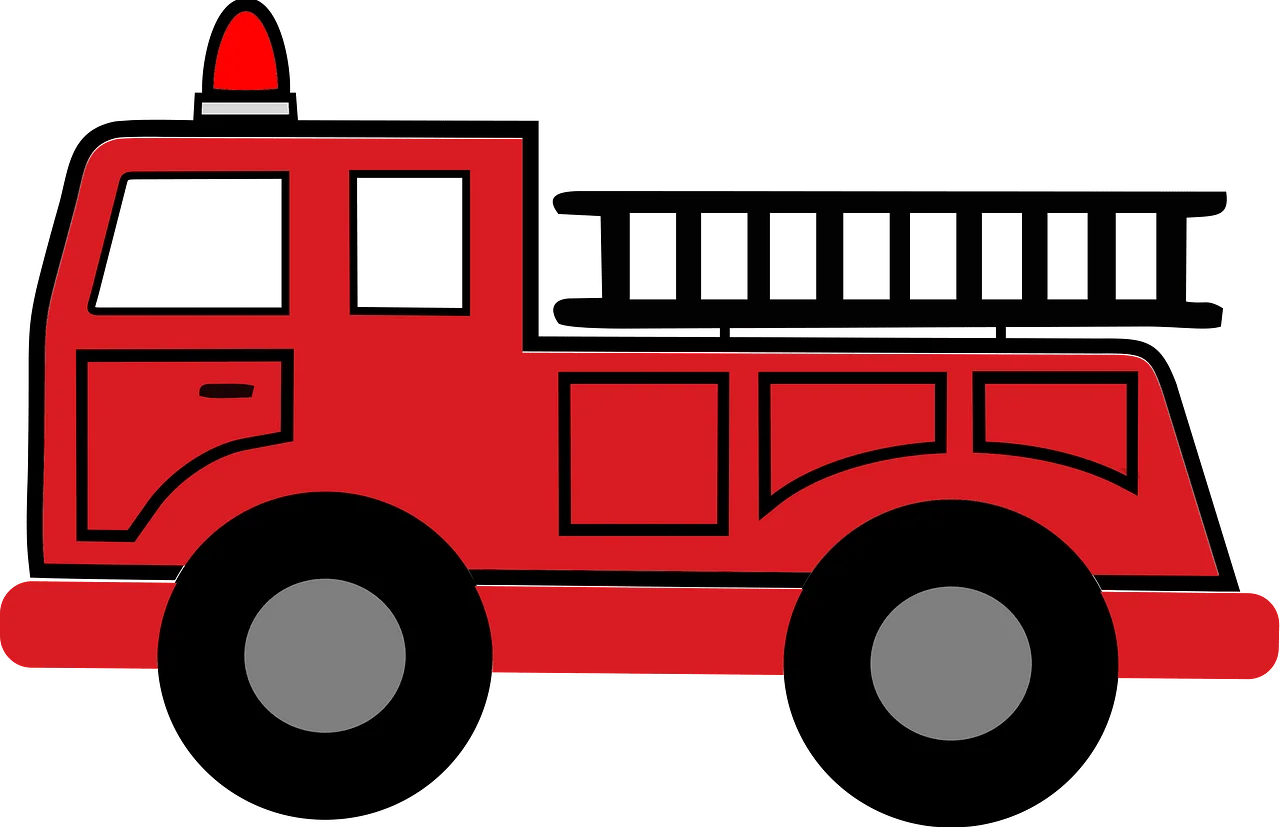Classic Red Fire Engine Emergency Response Vehicle Simplified Clipart Design