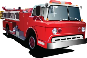 Classic Red Fire Engine Emergency Vehicle Detailed Vintage Clipart Illustration