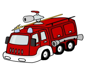 Classic Red Fire Truck Clipart Illustration with Cartoon-Style Design