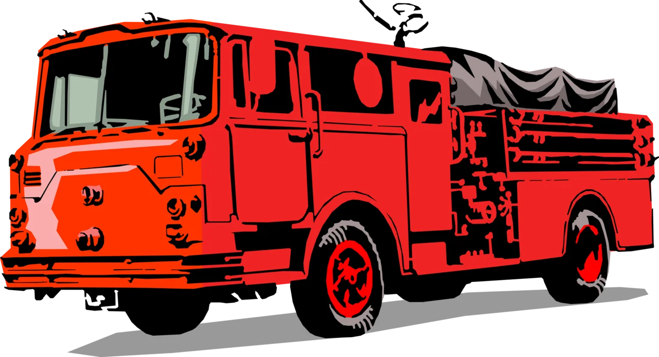 Classic Vintage Fire Truck Emergency Response Vehicle Clipart Illustration