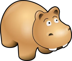 Cute and Playful Cartoon Hippo Clipart with Adorable Rounded Shape and Expressive Eyes