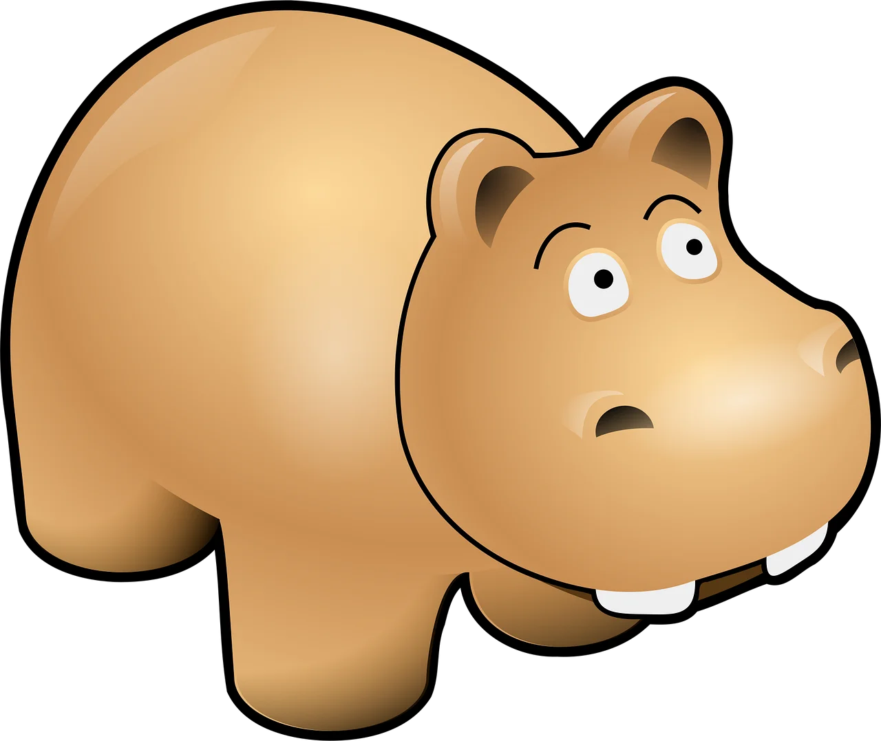 Cute and Playful Cartoon Hippo Clipart with Adorable Rounded Shape and Expressive Eyes