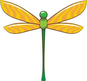 Golden-Winged Emerald Dragonfly Clipart: Stylized Nature's Aerial Dancer