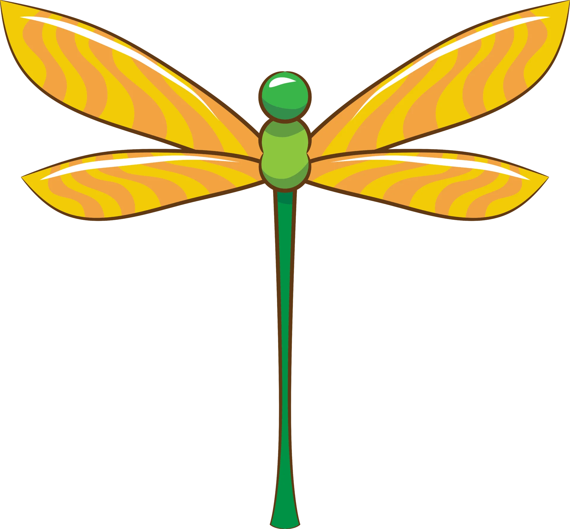 Golden-Winged Emerald Dragonfly Clipart: Stylized Nature's Aerial Dancer