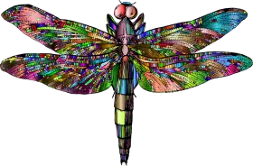 Kaleidoscopic Dragonfly Clipart: An Electrifying Mosaic of Geometric Brilliance