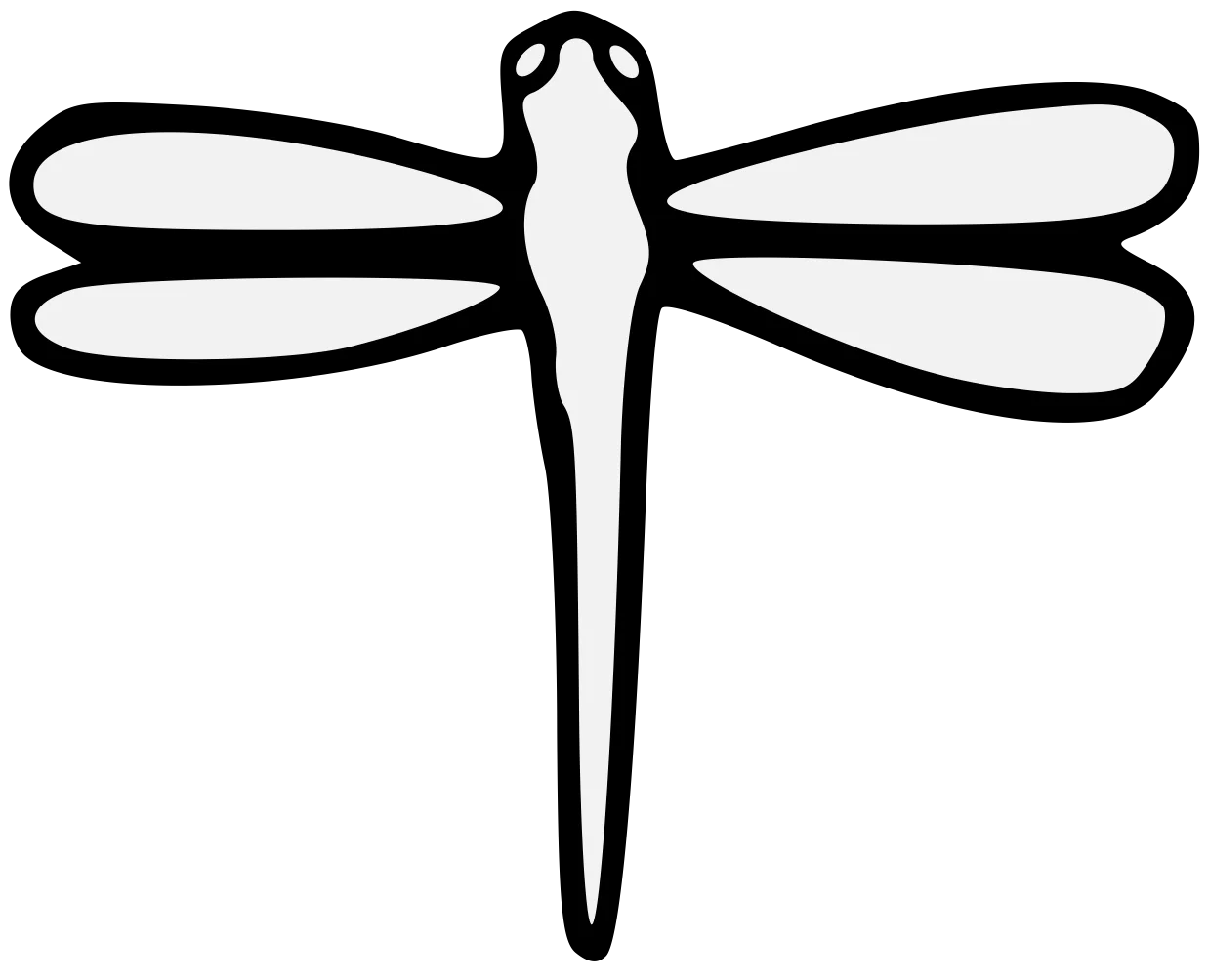 Minimalist Black and White Dragonfly Clipart - Simple Insect Line Art Design