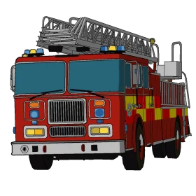 Professional Emergency Response Fire Truck Detailed Cartoon Clipart Illustration