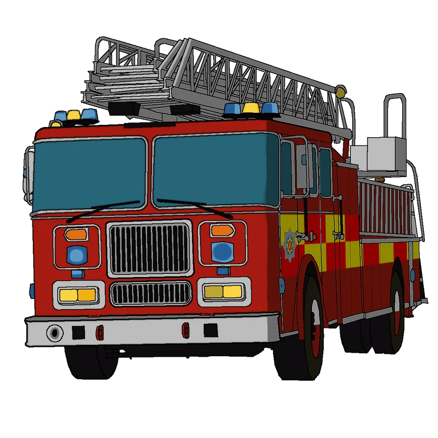 Professional Emergency Response Fire Truck Detailed Cartoon Clipart Illustration