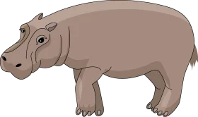 Realistic Earthy-Toned Hippopotamus Clipart Illustration with Soft Contours