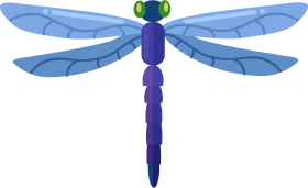 Serene Blue and Purple Dragonfly Clipart with Delicate Wing Detailing