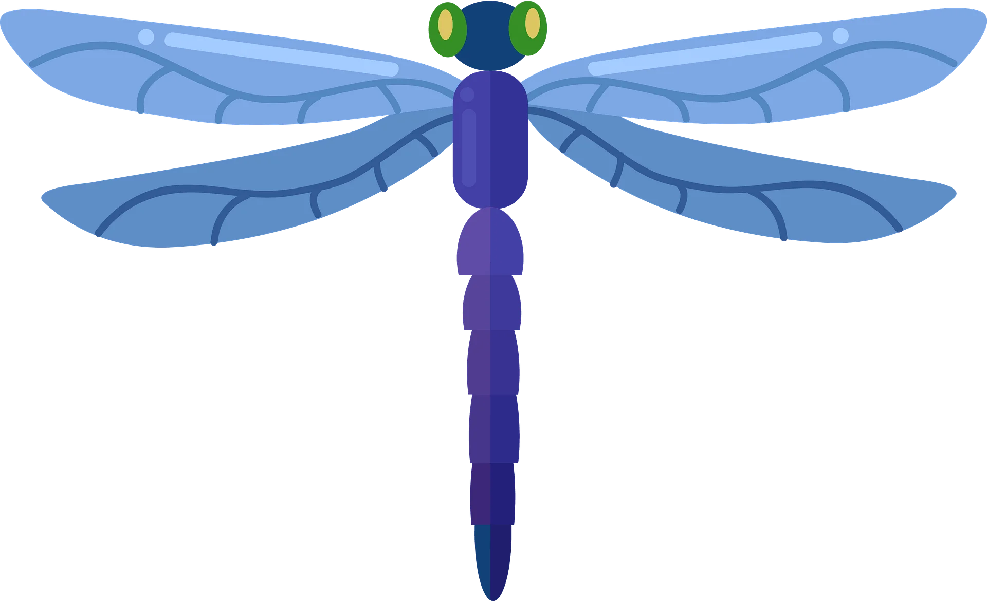 Serene Blue and Purple Dragonfly Clipart with Delicate Wing Detailing