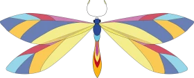 Symmetrical Geometric Dragonfly Clipart with Radiant Color Spectrum Wings