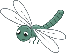 Whimsical Green Dragonfly Clipart Illustration with Charming Cartoon Style