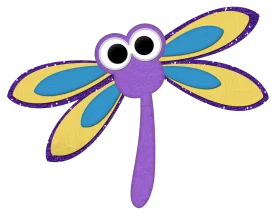 Whimsical Purple and Blue Dragonfly Clipart with Playful Design