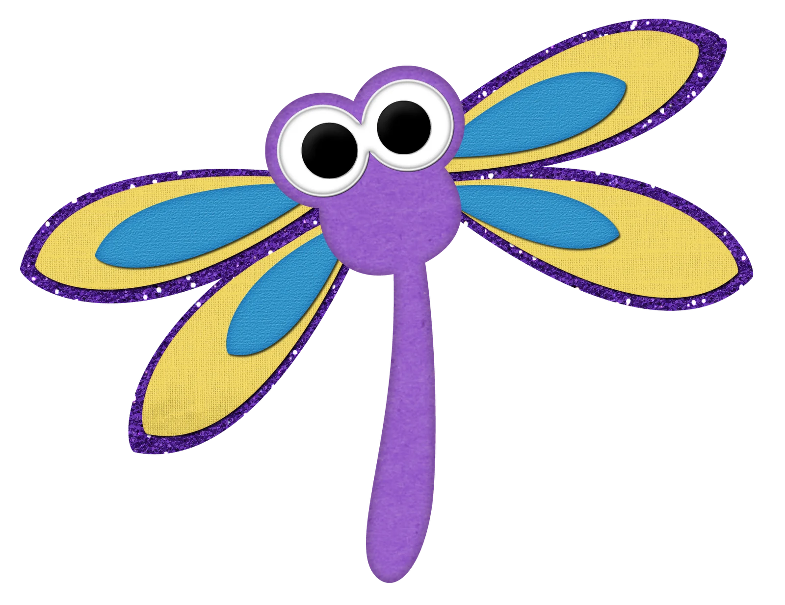 Whimsical Purple and Blue Dragonfly Clipart with Playful Design