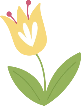 Whimsical Yellow Tulip Soft Pastel Floral Clipart Illustration Design