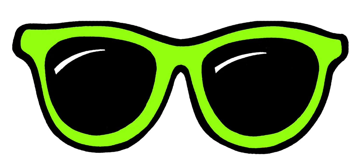 Bold Lime Green Sunglasses Clipart Design with Sleek Dark Lenses