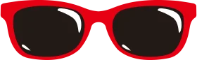 Bold Red Retro Sunglasses Clipart Design with Classic Frame Silhouette