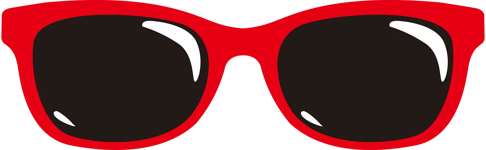 Bold Red Retro Sunglasses Clipart Design with Classic Frame Silhouette