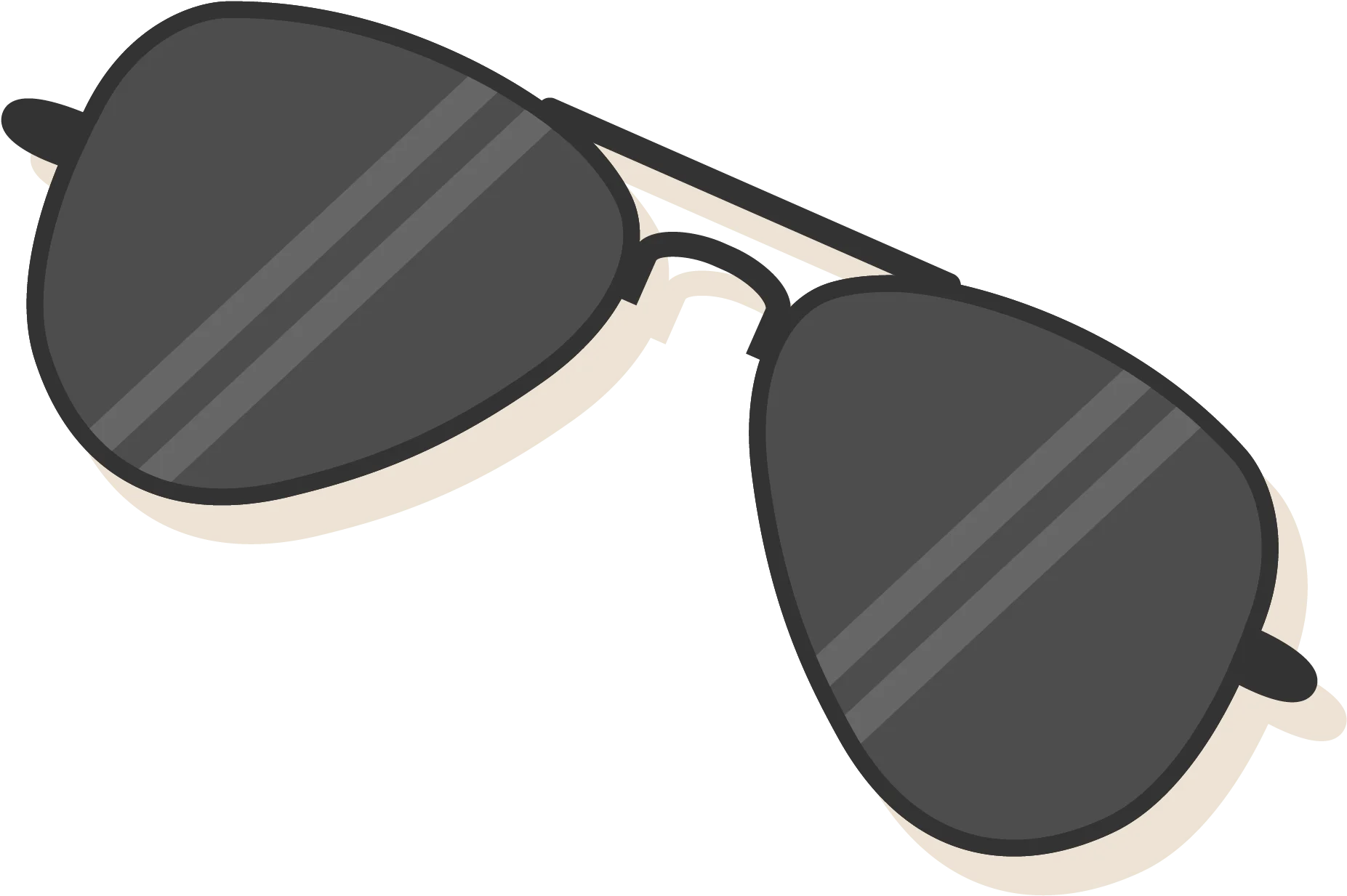 Classic Aviator Style Sunglasses Minimalist Black and White Clipart Design