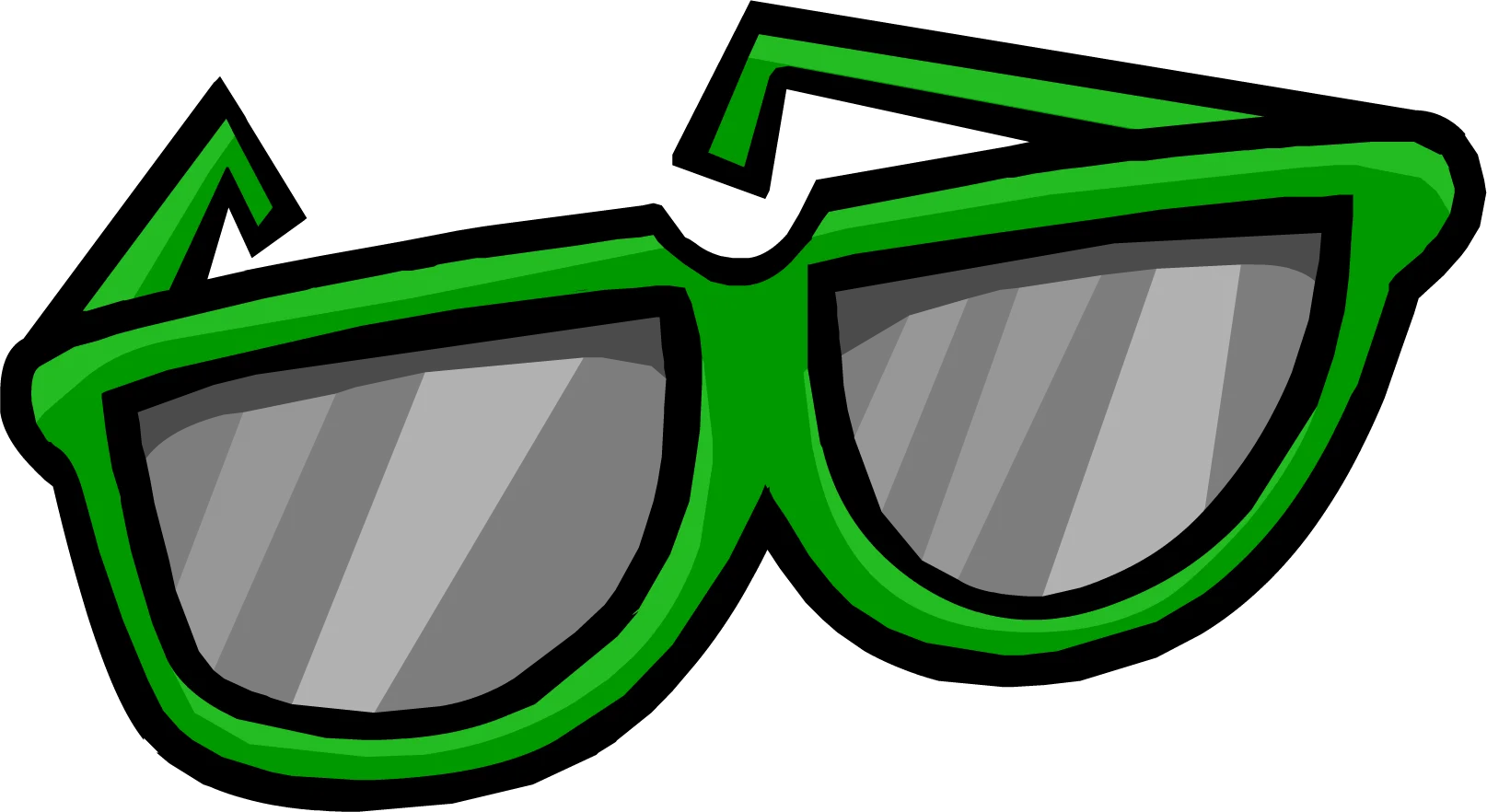 Cool Green-Rimmed Sunglasses Clipart with Modern Stylish Angular Design