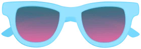 Pastel Blue Retro Sunglasses Clipart Design with Pink Gradient Lenses