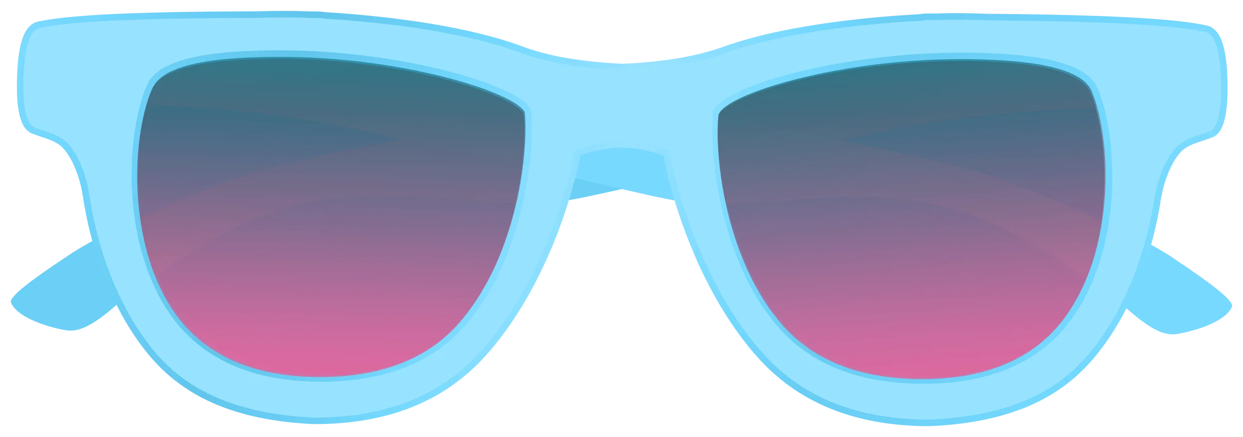 Pastel Blue Retro Sunglasses Clipart Design with Pink Gradient Lenses