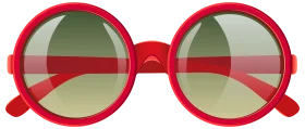 Retro Round Red Sunglasses Clipart with Gradient Green Lens Design