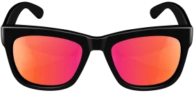 Stylish Black Sunglasses with Fiery Red-Orange Reflective Clipart Lens Design