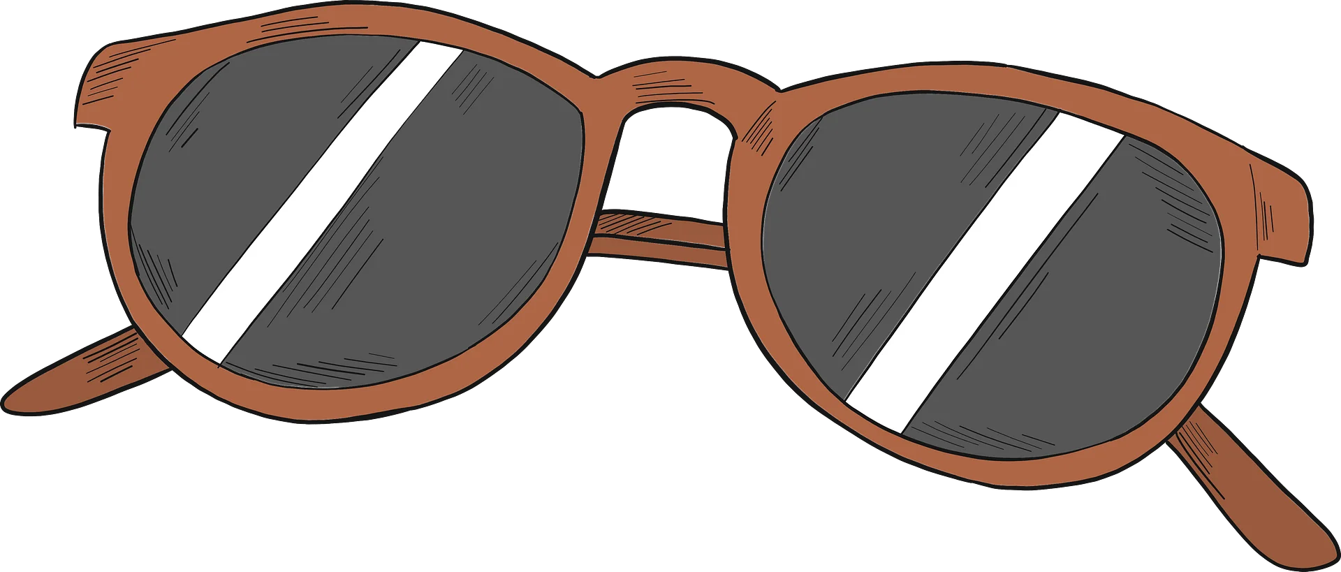 Vintage Brown Framed Sunglasses Clipart Design with Sleek Minimalist Style