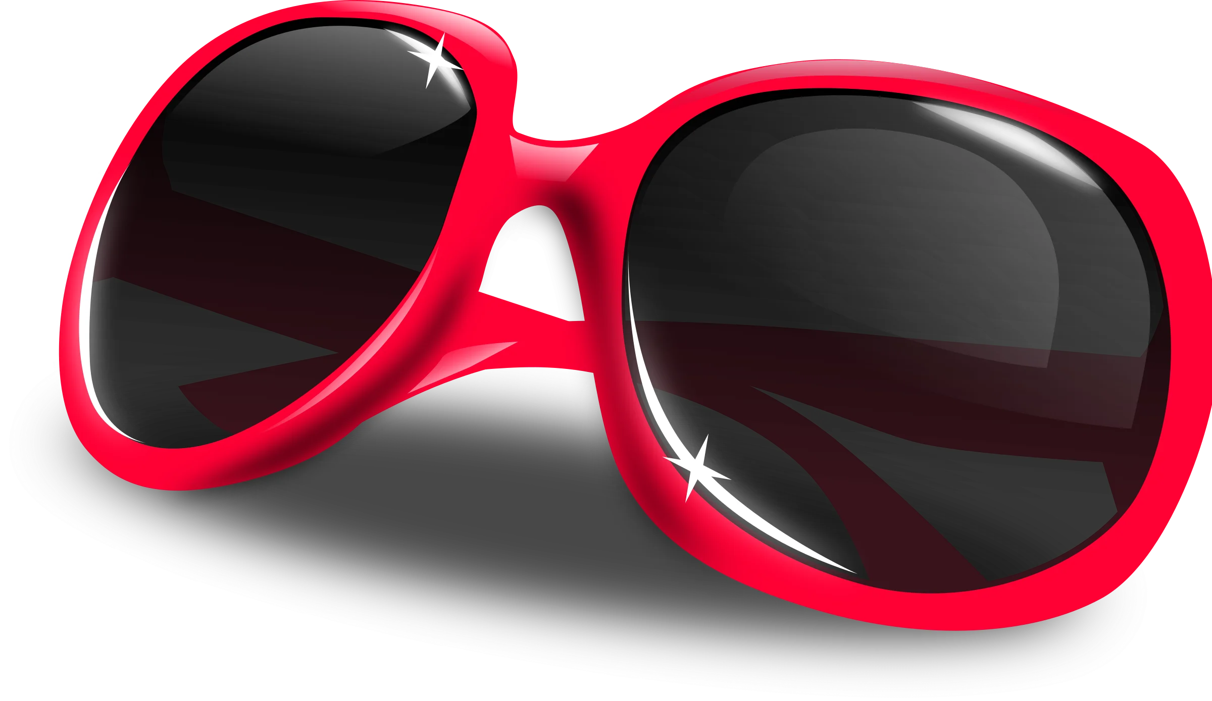 Bold Red Fashion Sunglasses Clipart - Stylish Eyewear Graphic Design Element