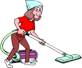 Cheerful Character Mopping Floor with Enthusiasm - Cleaning Clipart Illustration