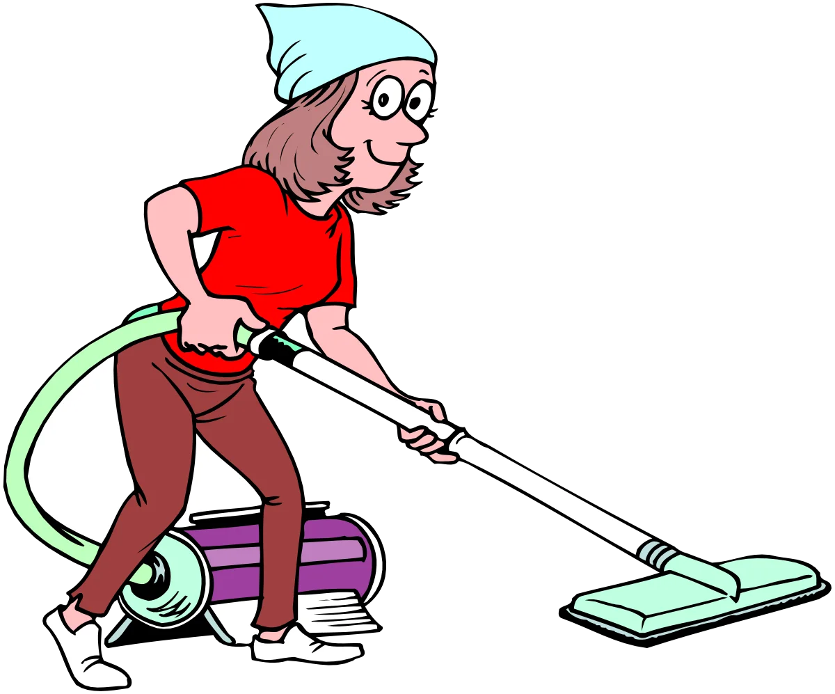 Cheerful Character Mopping Floor with Enthusiasm - Cleaning Clipart Illustration